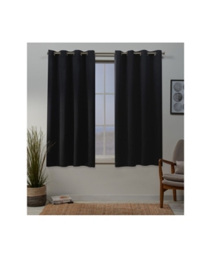 Exclusive Home Sateen Twill Woven Blackout Grommet Top Curtain Panel Pair, 52" X 63"