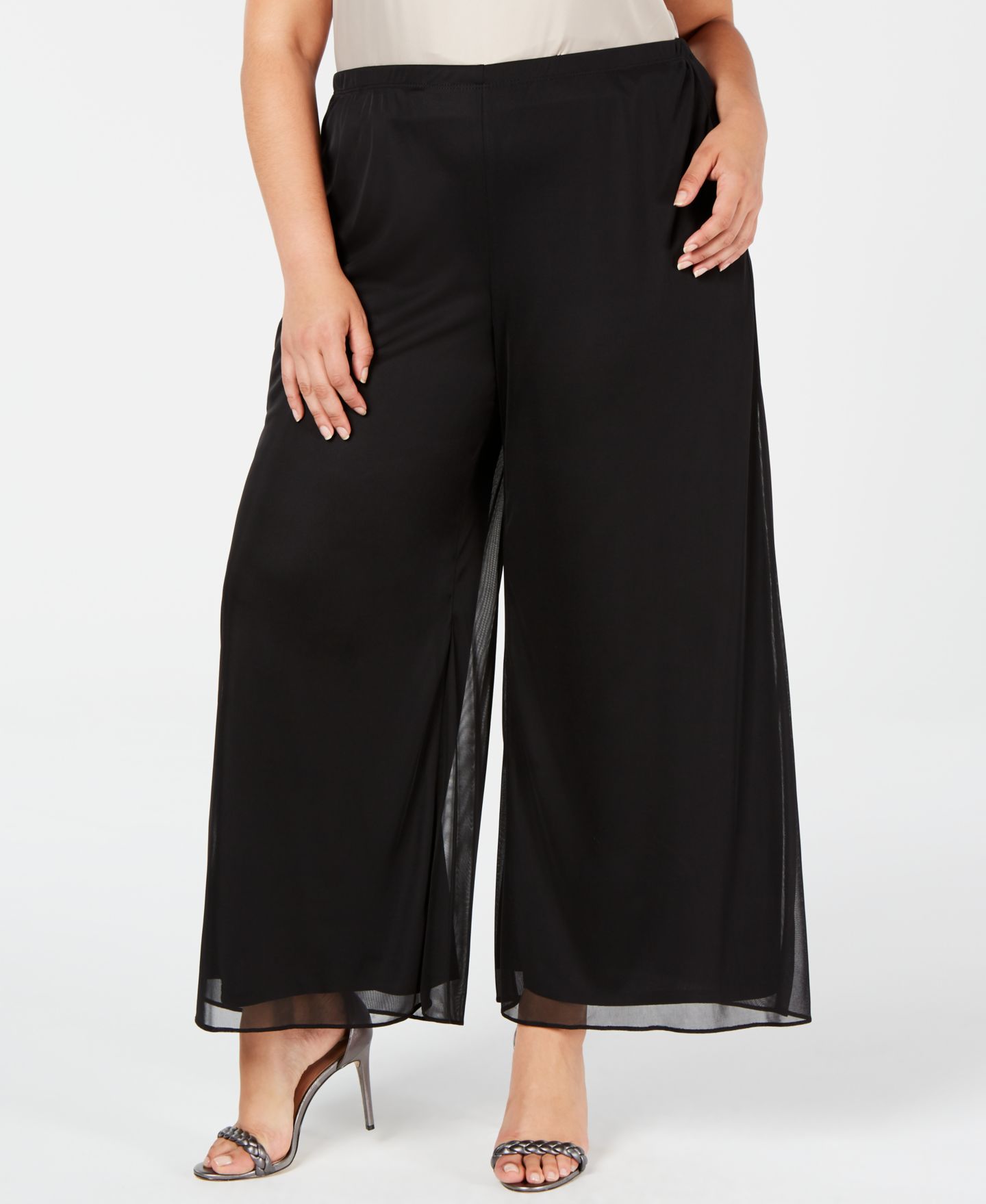 Женские брюки MSK Mesh Wide-Leg Dress Pants, цвет: Чёрный — фото 1