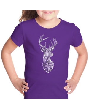 La Pop Art Girl's Word Art T-Shirt - Types of Deer