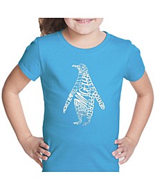 Girl's Word Art T-Shirt - Penguin