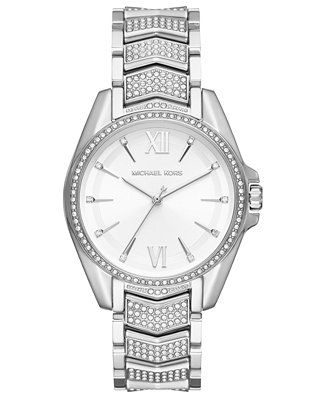 Michael Kors Women's Whitney Stainless Steel Pave Bracelet Watch 38mm ...
