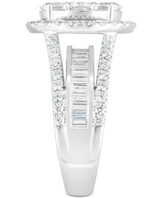 TruMiracle™ Diamond Halo Cluster Engagement Ring (3 ct. t.w.) in 10k White Gold