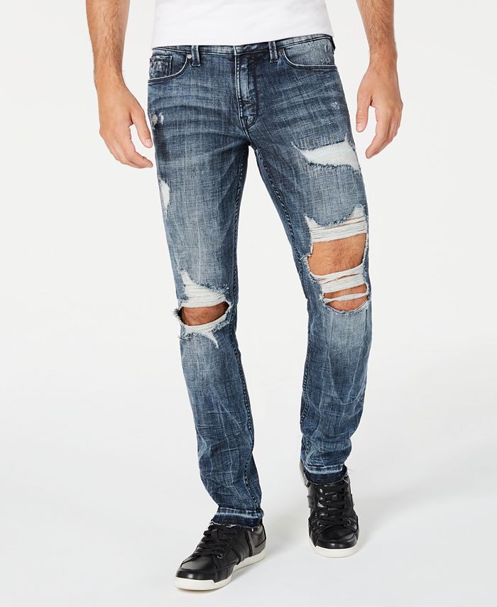 GUESS Men's Slim-Fit Ripped Jeans - Macy's