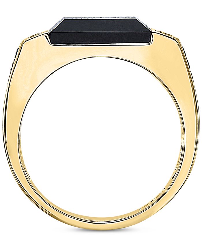 EFFY Collection - Men's Black Agate & Diamond (5/8 ct. t.w.) Ring in 14k Gold