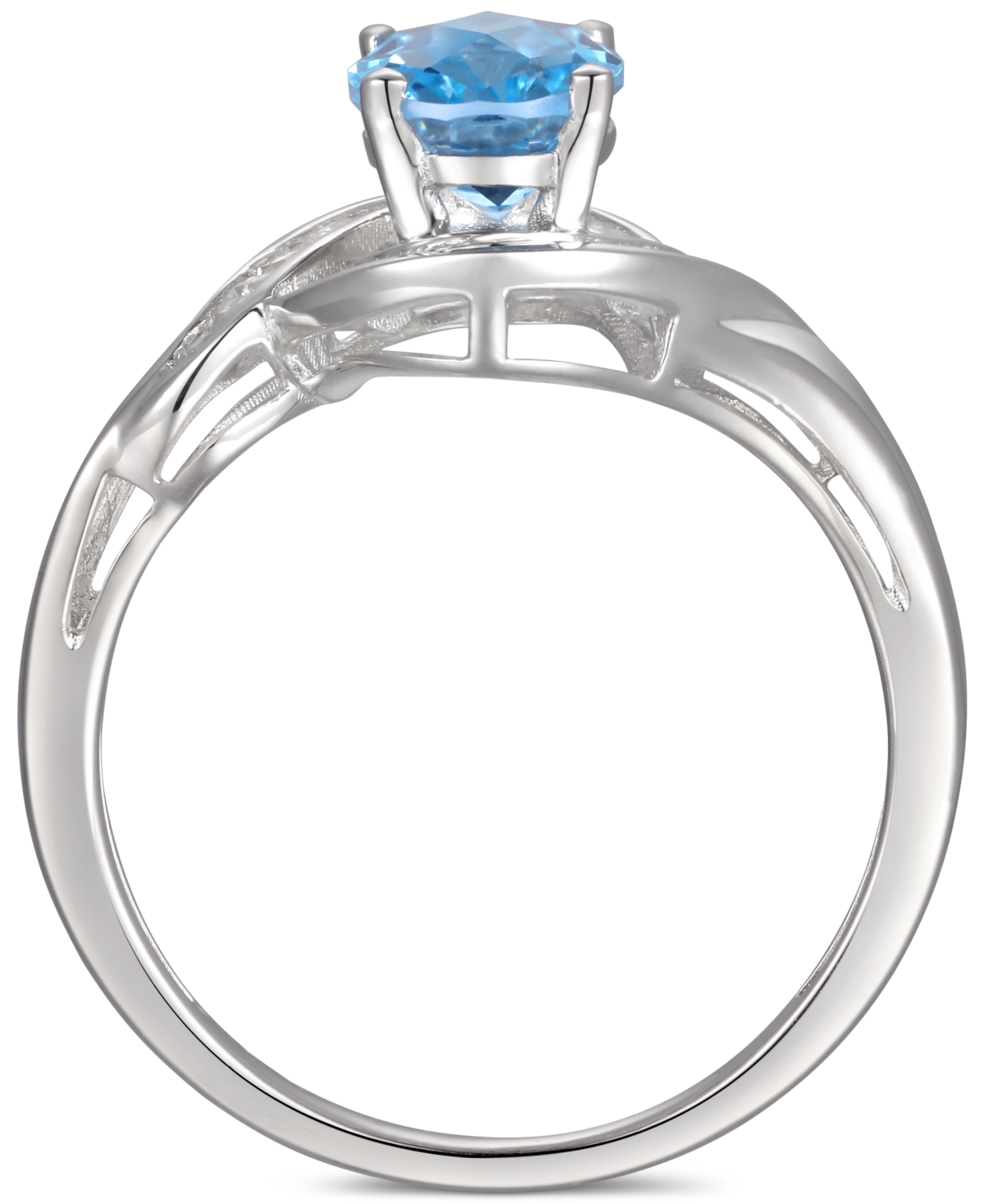 Blue Topaz (1-3/8 ct. t.w.) & Diamond (1/4 ct. t.w.) Swirl Ring in 14k- White Gold