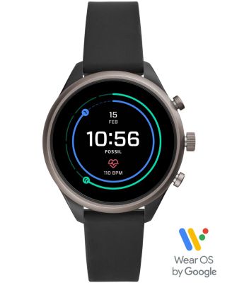 Fossil Women s Sport HR Black Silicone Strap Smart Watch 41mm Powered by Wear OS by Google Macy s