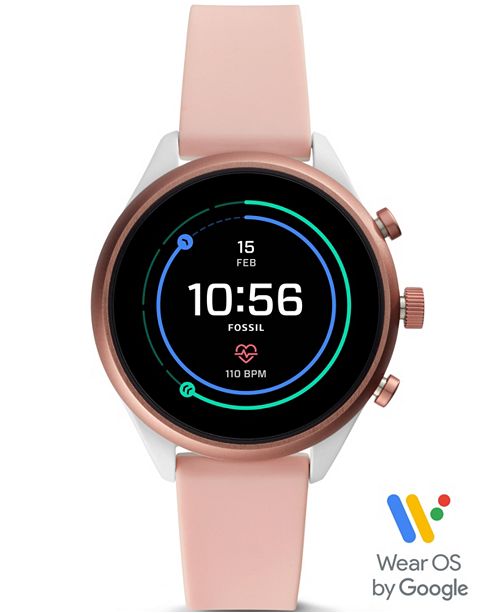 Women S Sport Hr Blush Silicone Strap Smart Watch 41mm Powered By Wear Os By Google