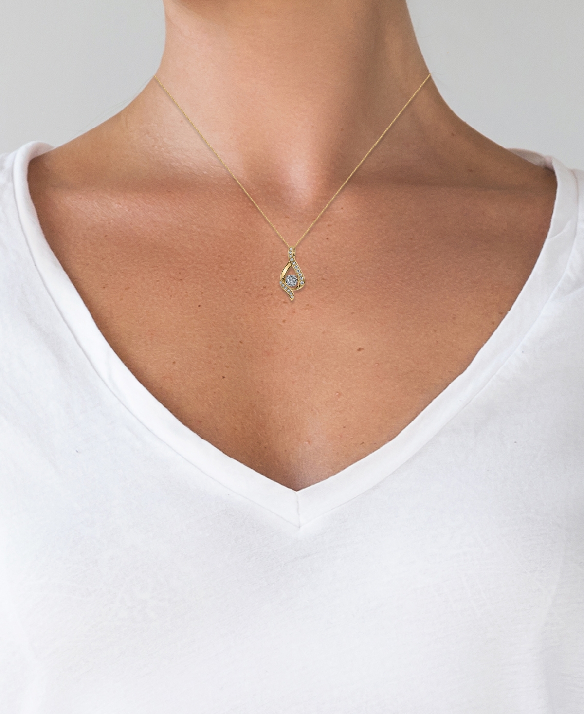 Diamond Ribbon Pendant Necklace in 14k Gold, Rose Gold or White Gold (3/8 ct. t.w.)