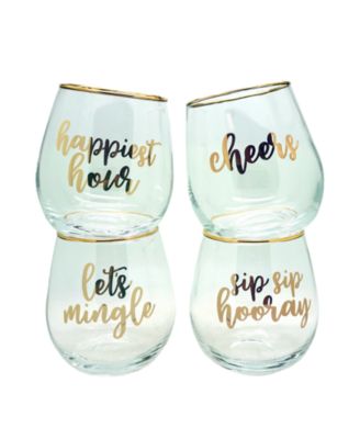 TMD Holdings - lets mingle set of 4 stemless wine
