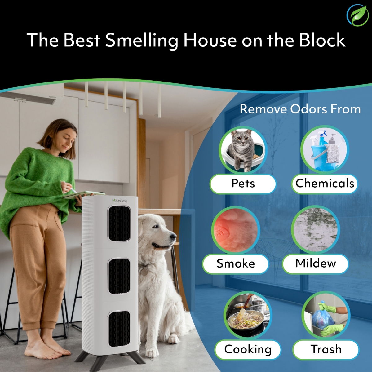 Air Oasis iAdaptAir 2.0 Large – 3,975 Sq Ft Coverage, 5-in-1 Purification, With 530 Cfm