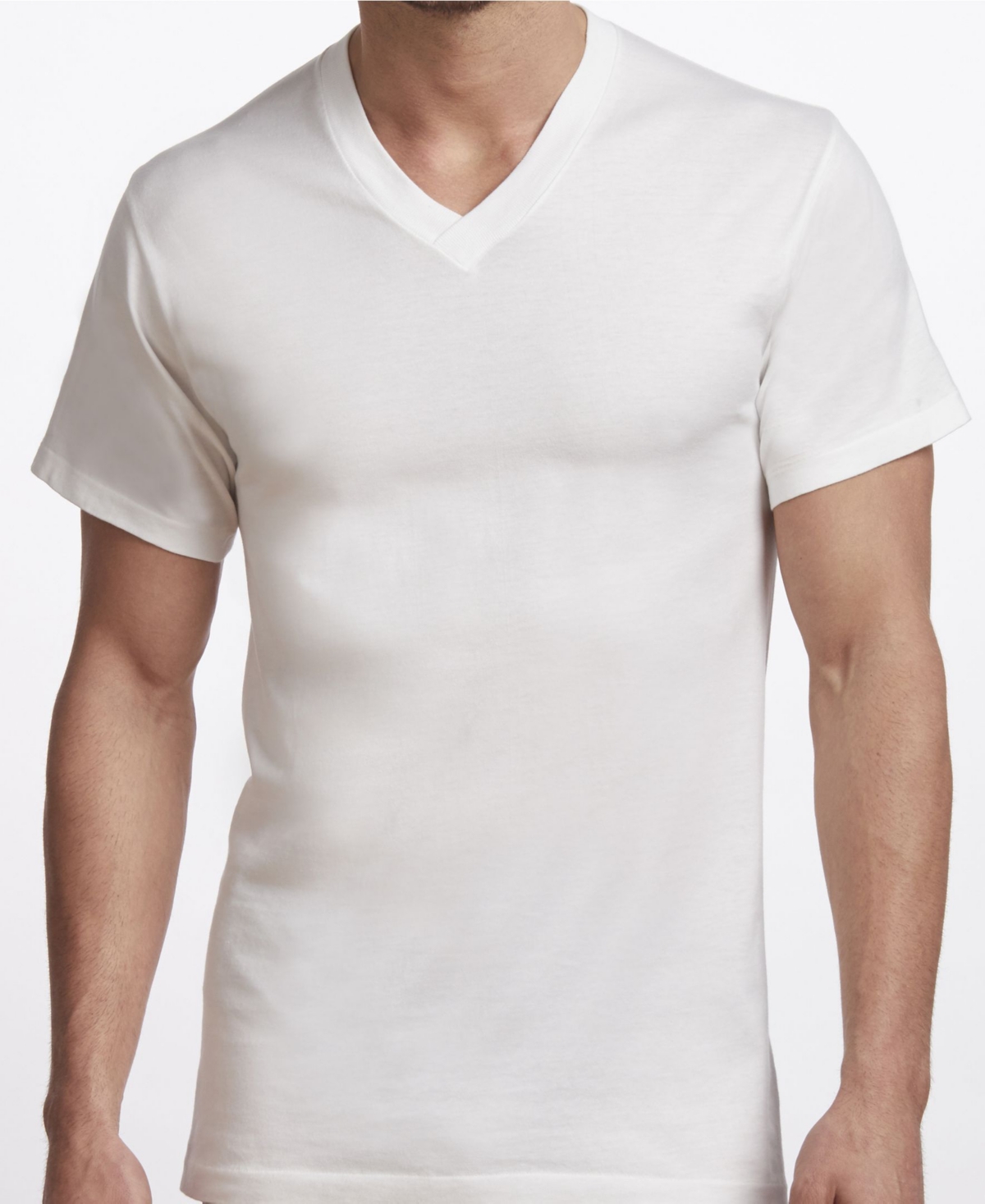 Premium Cotton Men's 2 Pack V-Neck Undershirt - White