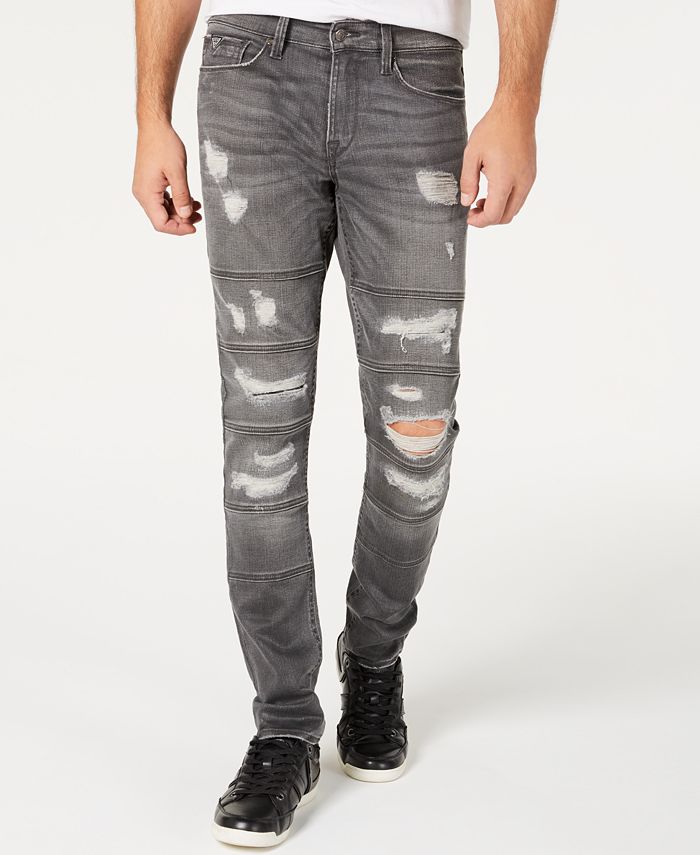 GUESS Men's Slim-Fit Tapered Multi Stitched Ripped Jeans & - Jeans - Men - Macy's