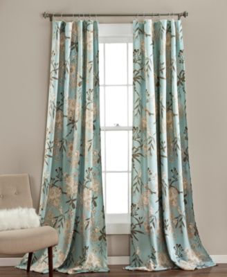 Lush Decor Botanical Garden Light Filtering Window Curtain Panels Pair 52"W x 95"L Blue - Floral Curtains for Living Room - Farmhouse Curtains