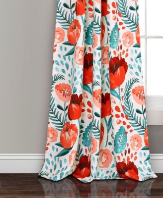 Lush Decor Poppy Garden Room Darkening Window Curtain Panels Pair 52"W x 95"L - Floral Curtains for Living Room- Bedroom Curtains Cottage