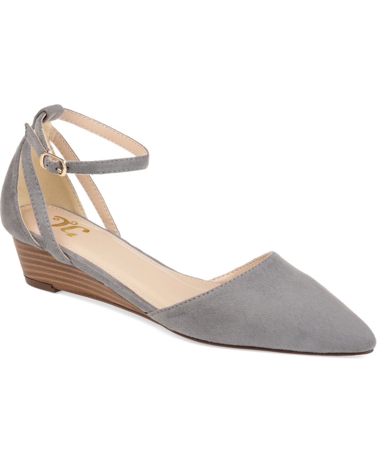 Women's Arkie Pointed Toe Ankle Strap Wedges - Nude Or Na