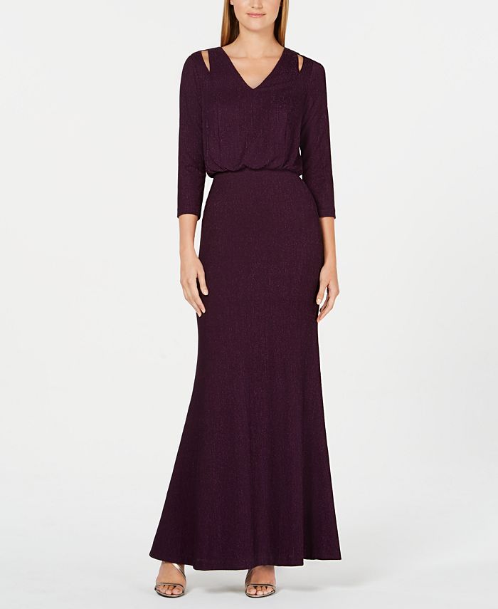 Calvin Klein Split-Shoulder Gown - Macy's