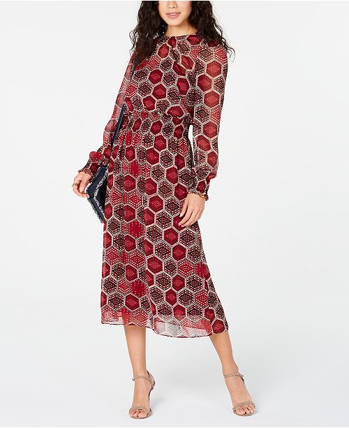 Tommy Hilfiger Long Sleeve Honeycomb Dress Created For Macy S Reviews Dresses Women Macy S