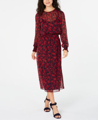 tommy hilfiger red floral dress