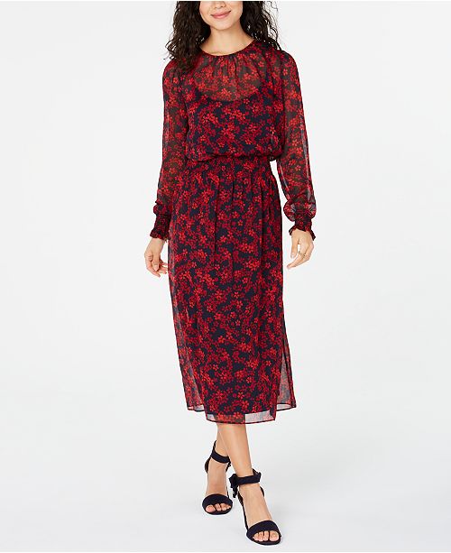 Tommy Hilfiger Long Sleeve Floral Dress Created For Macy S