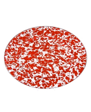 Golden Rabbit Red Swirl Enamelware Collection 16" X 12" Oval Platter