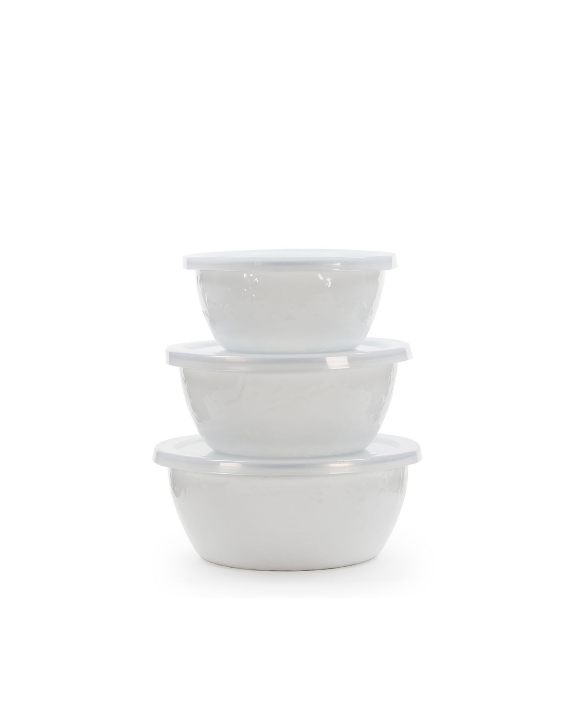 Golden Rabbit Swirl Enamelware Collection Nesting Bowls, Set Of 3 In White