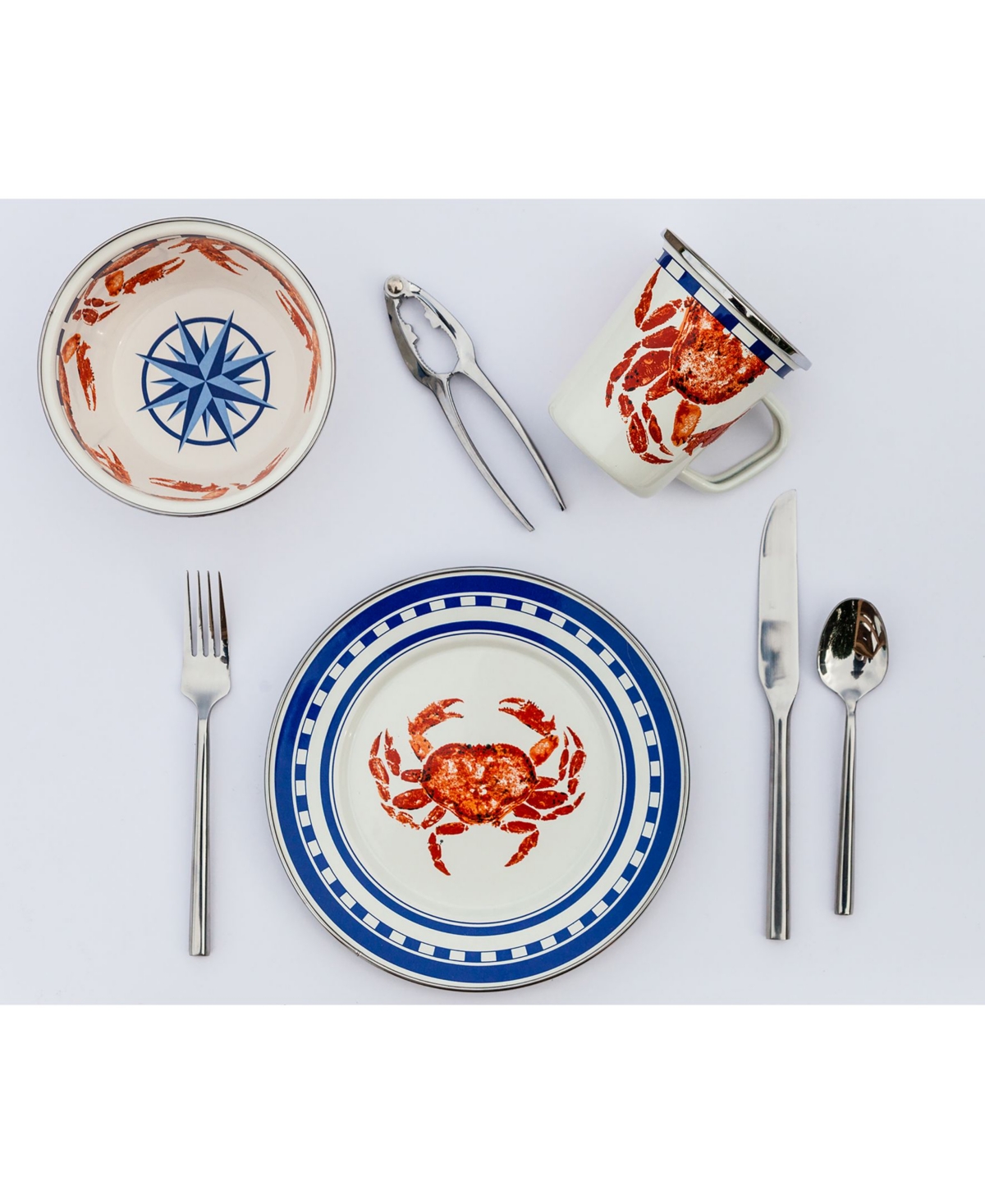 Golden Rabbit Crab House Enamelware Collection Salt and Pepper Shakers, Set of 2