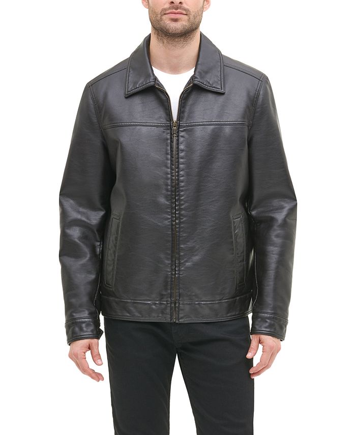 Tommy Hilfiger Men's Faux Leather Laydown Collar Jacket & Reviews ...