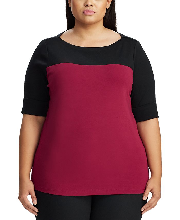 Lauren Ralph Lauren Plus Size Colorblock BoatNeck Top Macy's