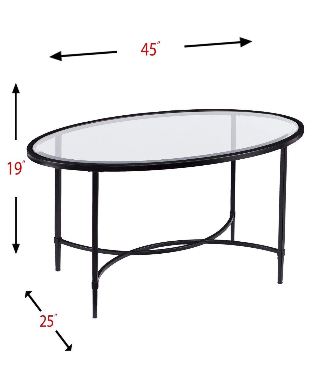 Carabella Metal and Glass Oval Cocktail Table