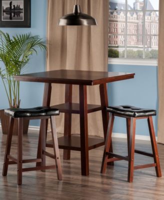 Orlando 3-Piece Set High Table, 2 Shelves with Cushion Seat Stools