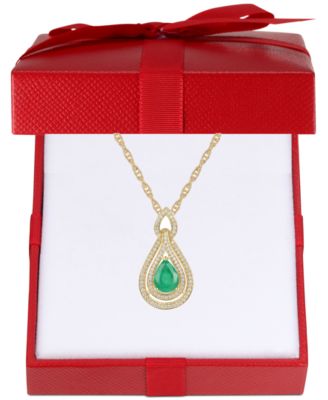 Macy's - Sapphire (1-1/4 ct. t.w.) & Diamond (1/4 ct. t.w.) 18" Pendant Necklace in 14k Rose Gold (Also available in Emerald, Ruby and Tanzanite)