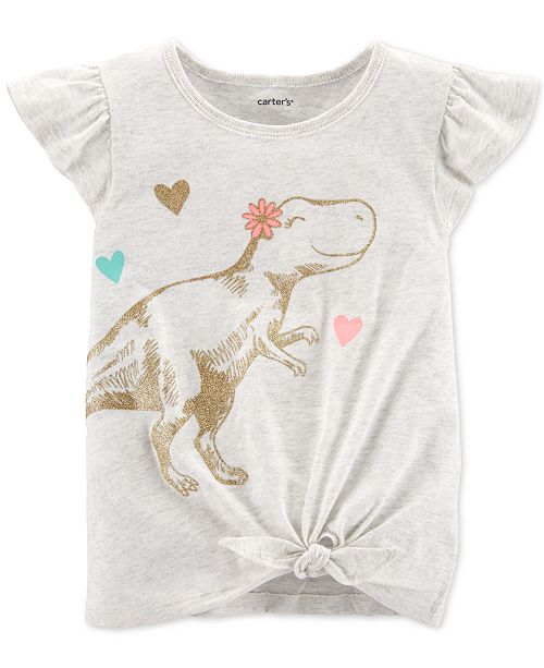 Carter S Toddler Girls Dinosaur Print Tie Front Cotton T Shirt