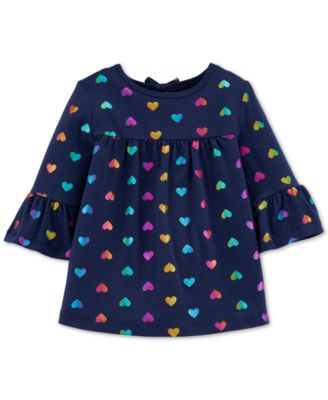 Carter's - Toddler Girls Cotton Bell Sleeve Heart-Print Top