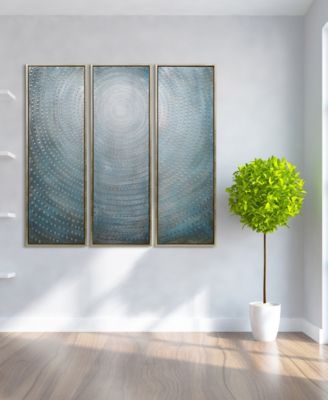 Concentric 3-Piece Textured Metallic Hand Painted Wall Art Set by Martin Edwards, 60" x 20" x 1.5"