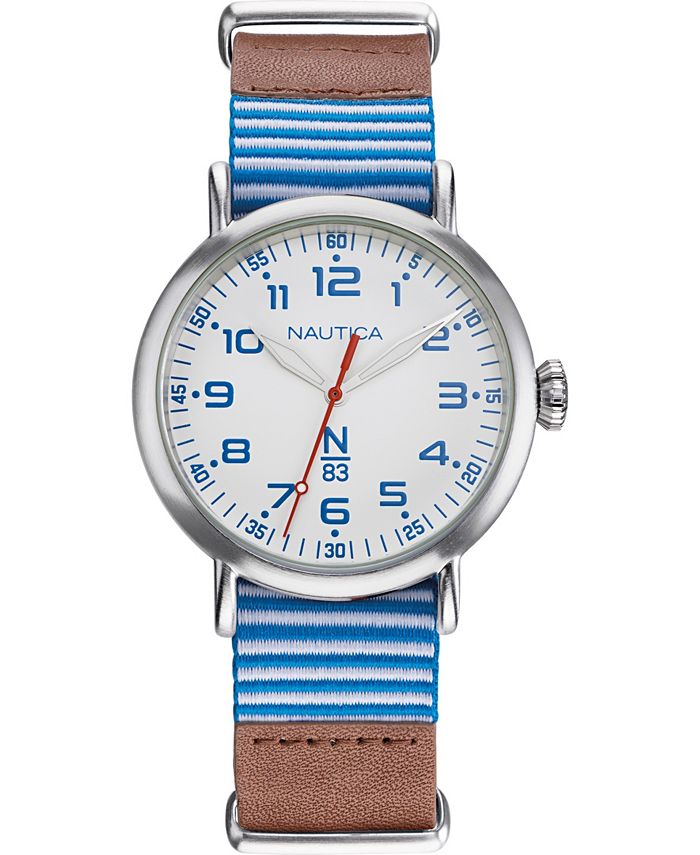 Nautica Wakeland N83 - Orologio Uomo Con Cinturino In Tessuto Blu, Quadrante Blu E Dettagli Arancioni
