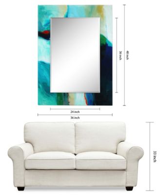 Reverse Printed Tempered Art Glass with Rectangular Beveled Mirror Wall Decor - 48" x 36''