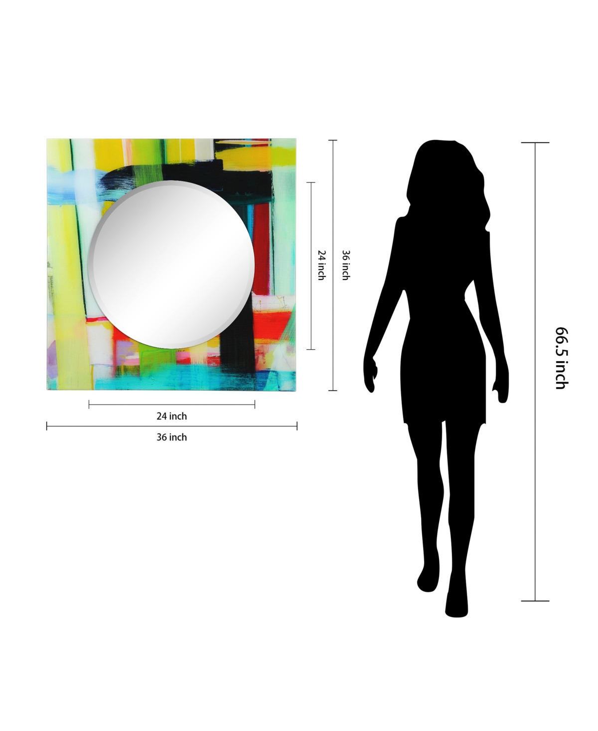 Empire Art Direct Printed Tempered Art Glass with Round Beveled Mirror Wall Decor 36''