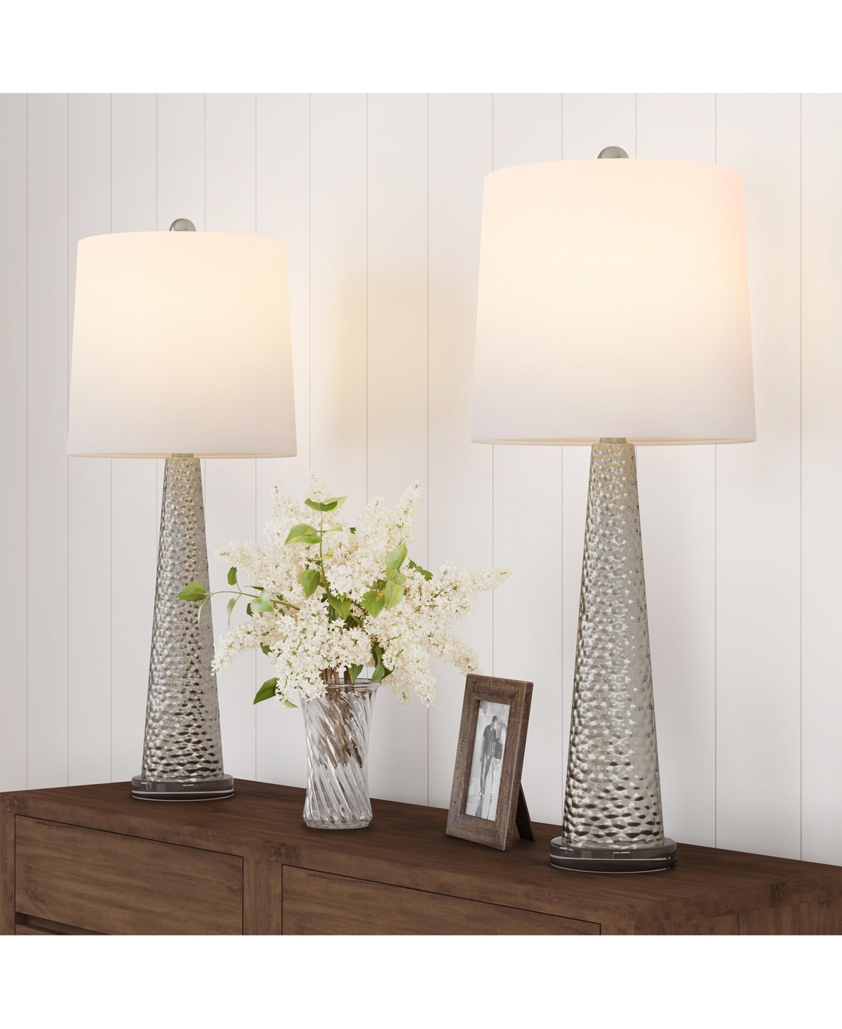 Lavish Home Table Lamps In Silver,ivory