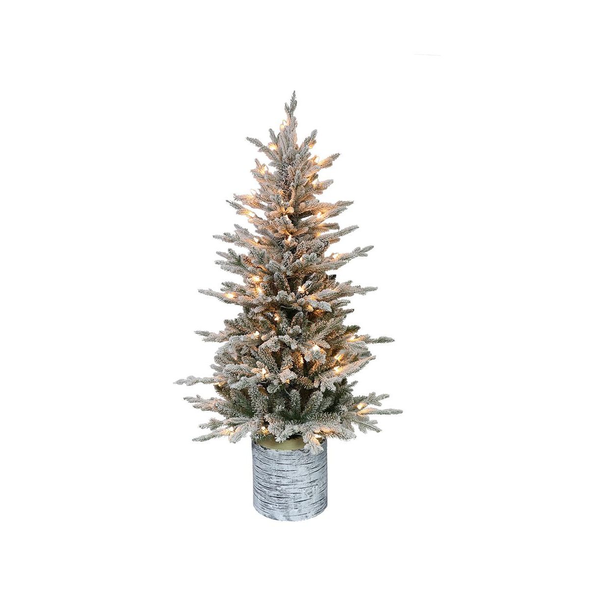 Puleo International 4.5 ft. Pre-Lit Potted Flocked Scandinavian Fir Artificial Christmas Tree with 70 Ul-Listed Clear Lights