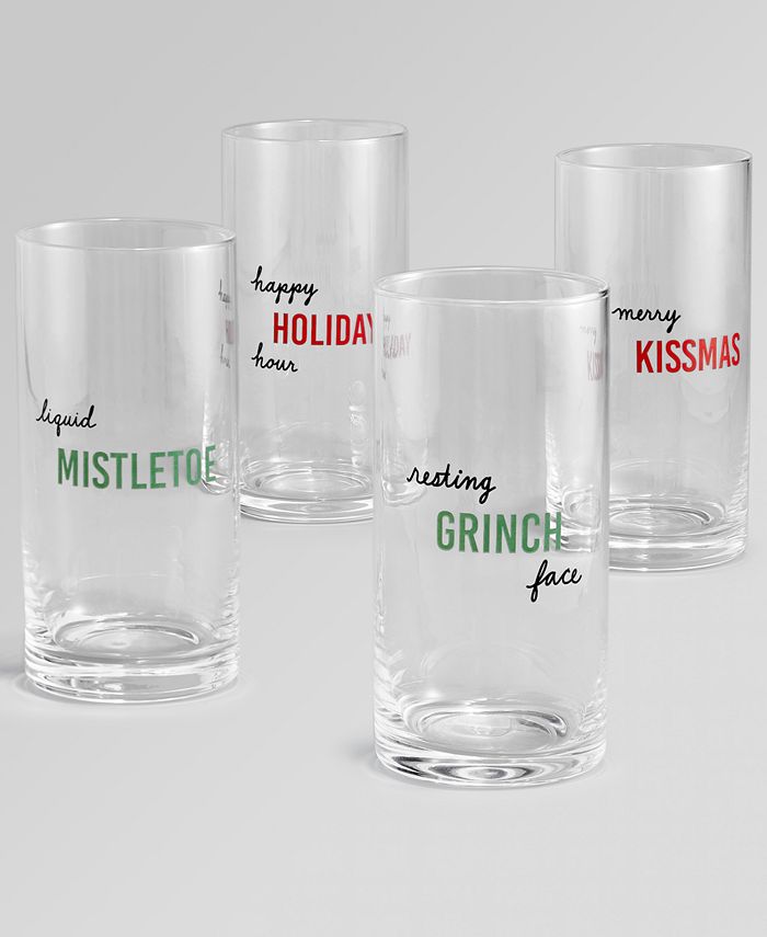 The Cellar Holiday Sayings Highball Sentiments Glasses, Set of 4