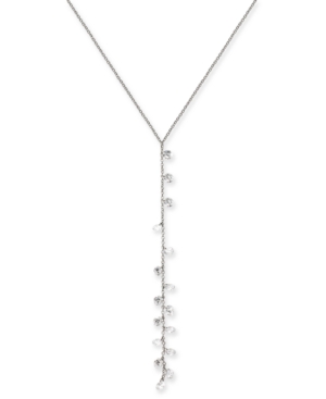 image of Inc Silver-Tone Cubic Zirconia Lariat Necklace, 22