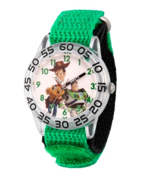 image of EwatchFactory Boy-s Disney Toy Story 4 Woody, Buzz Lighter Green Plastic Time Teacher Strap Watch 32mm