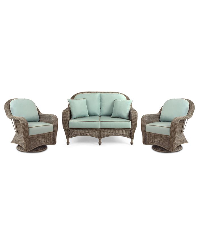 Furniture Sandy Cove Outdoor Wicker 3Pc. Seating Set (1 Loveseat and 2