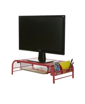 Mind Reader Metal Mesh Monitor Stand And Desk Organizer With Drawer