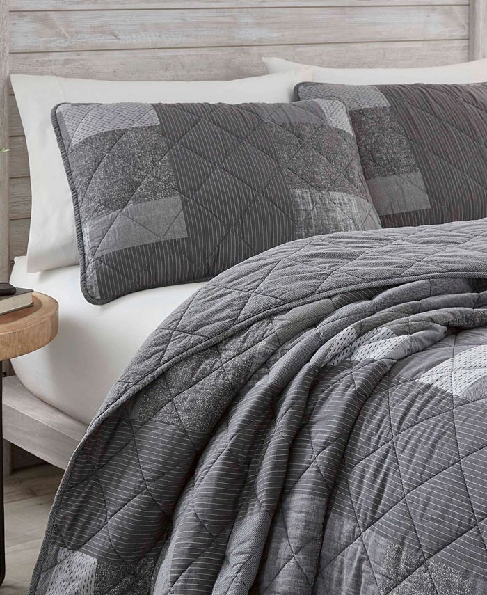 Eddie Bauer Swiftwater Charcoal Reversible 3Piece Full/Queen Quilt Set Macy's