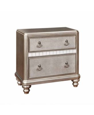 Coaster Home Furnishings - Bling Game 2-drawer with Stacked Bun Feet Nightstand Metallic Platinum