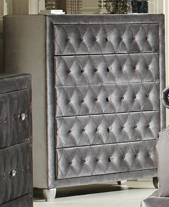 Macy's - Deanna 5-drawer Chest Grey and Metallic