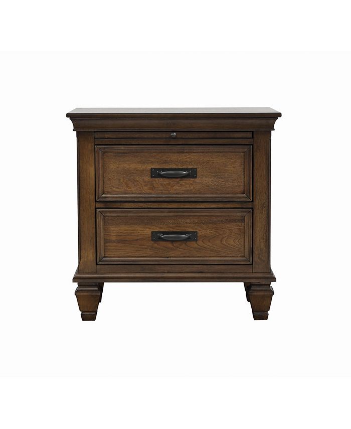 Macy's - Franco 2-drawer Nightstand with Pull Out Tray Burnished Oak