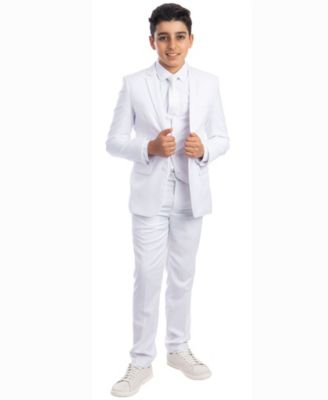 Big Boy's 5-Piece Shirt, Tie, Jacket, Vest and Pants Solid Suit Set