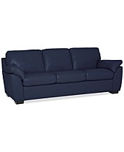 Blue Leather Sofas Couches Macy S, Navy Leather Couch